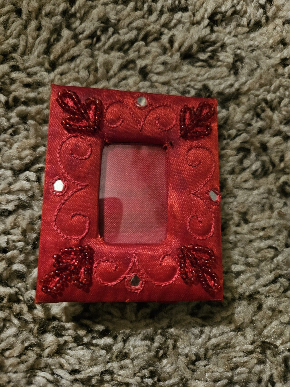 Embellished Red Satin Mini Picture Frame